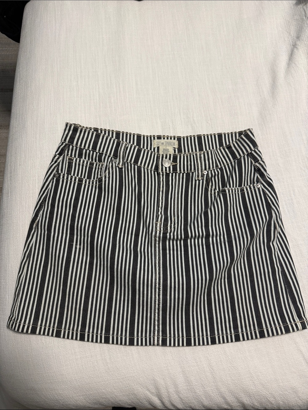 Striped Black and White Denim Mini Skirt Tilly’s